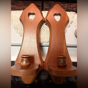 Heart Cutout Wooden Wall Sconces